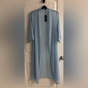 Noracora Sheer Light Blue Kimono Duster Cardigan – Size L (NWT)
